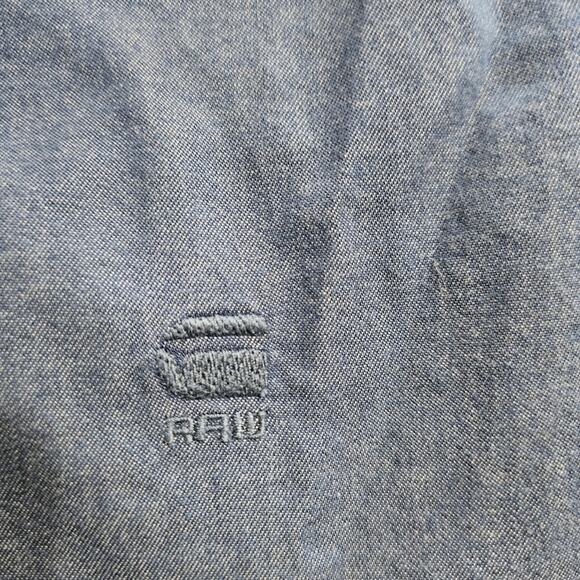 RAW Correctline By G-Star Mens Blue Snap Shirt Chambray Western Casual Barn - Picture 2 of 15